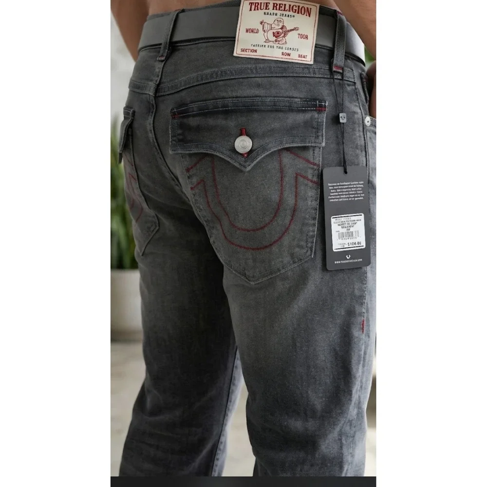 True Religion‎ Men's Ricky SN Flap Straight Jeans in a grey phantom wash 40x34